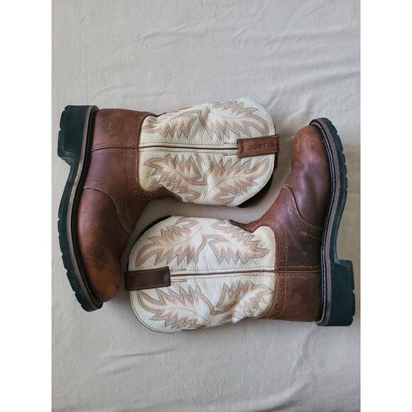 Justin WK4660 Stampede Brown Tan Leather Western Work Boots Men’s Size 7D - Picture 1 of 8